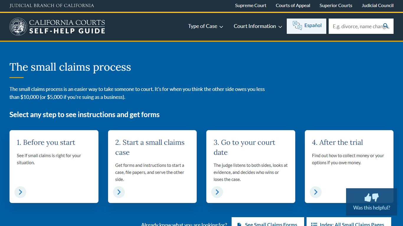 Steps to Filing a Small Claims Case - small_claims_selfhelp - California