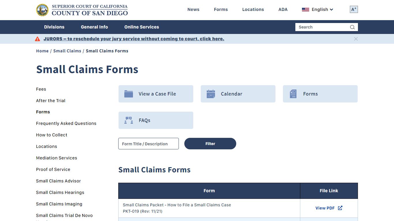 Small Claims Forms | Superior Court of California - County of San Diego